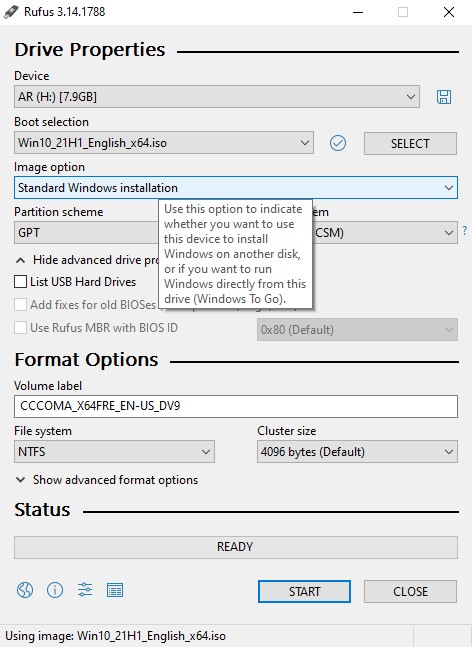 পেনড্রাইভ বুটেবল করার Windows 10 Rufus Setup-2