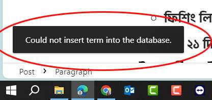 "Could not insert term into the database" WordPress Error