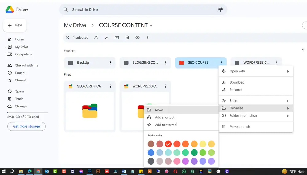 To Change Google Drive Folder Colors from a Computer