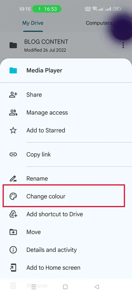 To Change Google Drive Folder Colors from a Smartphone